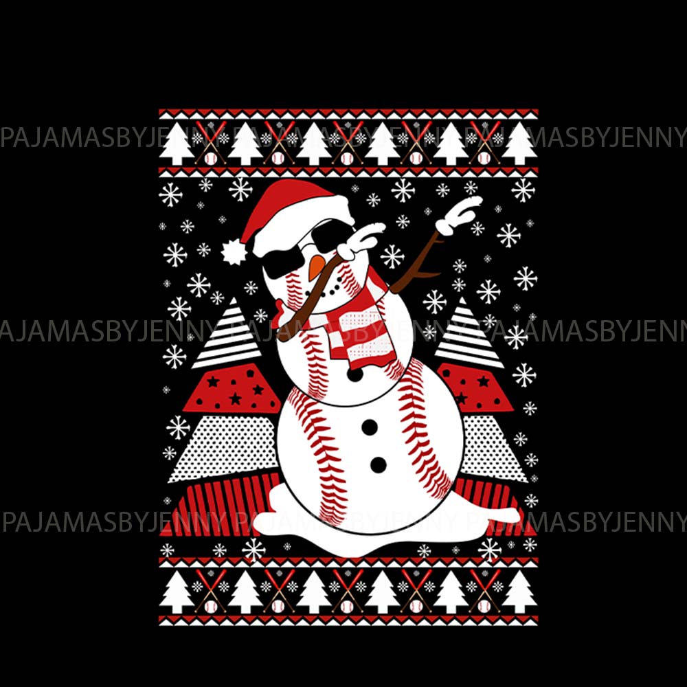 Dope Baseball Snowman Matching Christmas Pjs Plus Size 3